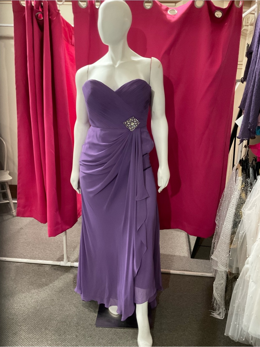 Alyce Paris Strapless Lavender Evening Dress with Jeweled Waist